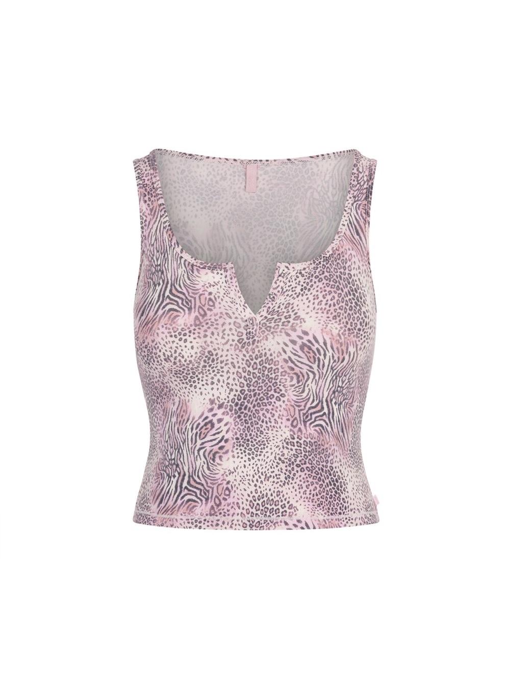 SKIMS Pink Animal Print Notch Neck Tank Top